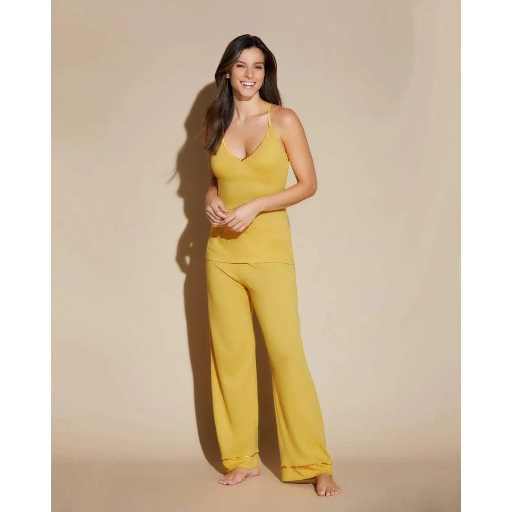 Cosabella Pima Cotton Modal‎ 3 Piece Robe Tank and Pants Pajama Set M